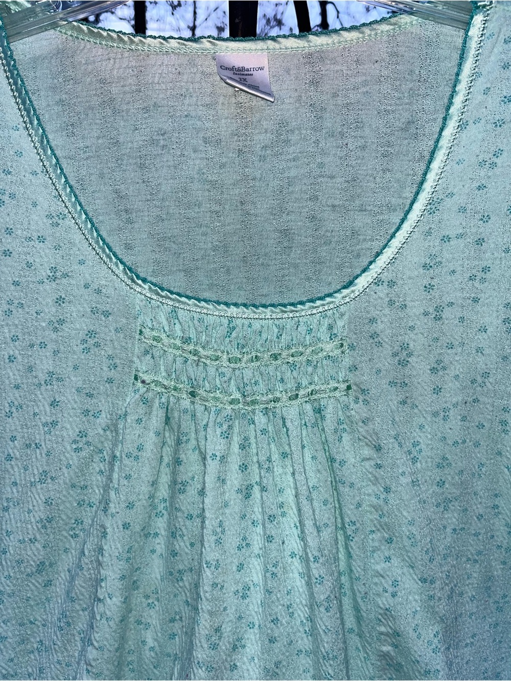 Croft & Barrow Intimates  Matching Set 2X Mint Floral Pajama Lounge Set - Picture 9 of 9